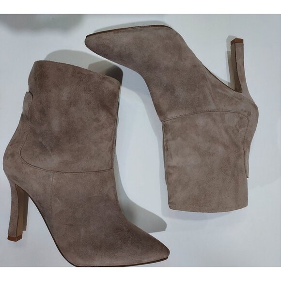 Boots Nine West Beige Suede Stiletto Size 7.5 Pull On 4 Inch Heels Never Worn - Picture 5 of 9